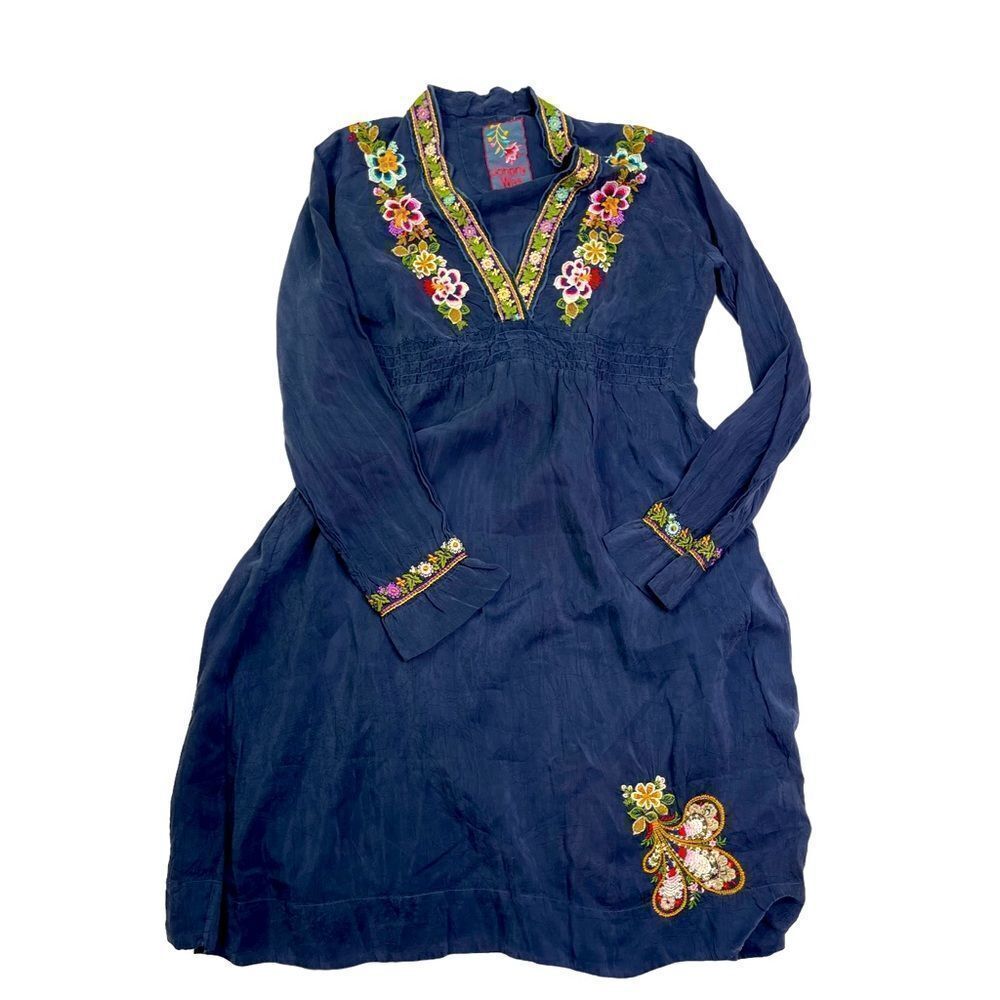 Johnny Was Long Sleeve Embroidered Dress